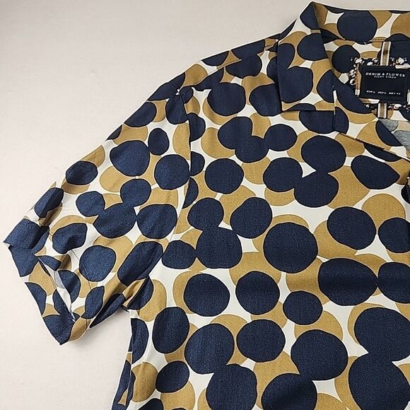 Denim & Flower Rickey Singh Large Shirt Mens Geometric Retro Short Sleeve Button - Picture 6 of 8